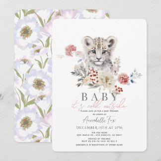 Snö Leopard Baby Det är Kall utanför babyskabusen Inbjudningar
