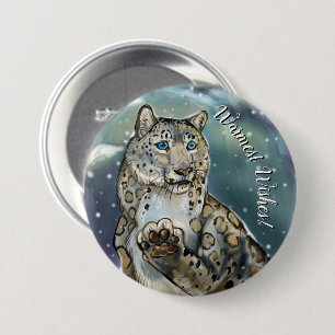 Snö Leopard Badge/Button Knapp