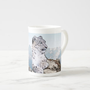 Snö Leopard Benporslin Mugg