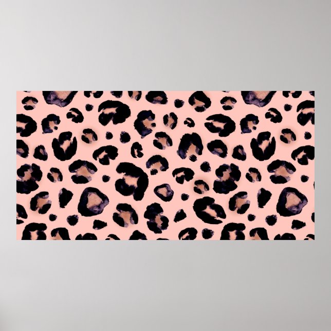 Snö Leopard black grått beige seamless bakgrund. Poster (Framsidan)