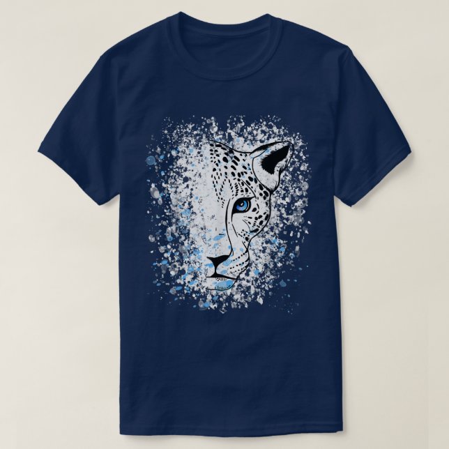 Snö Leopard Blue Öga Leopard-Coolan T Shirt (Design framsida)
