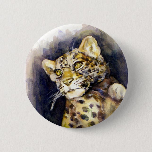 Snö Leopard Button Knapp (Framsida)