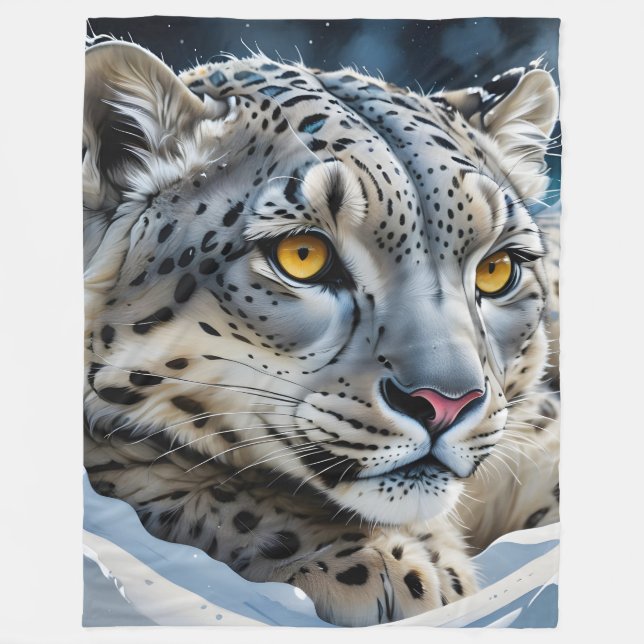 Snö Leopard Fleece Blanket (Framsidan)