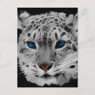 Snö Leopard Fractal Vykort