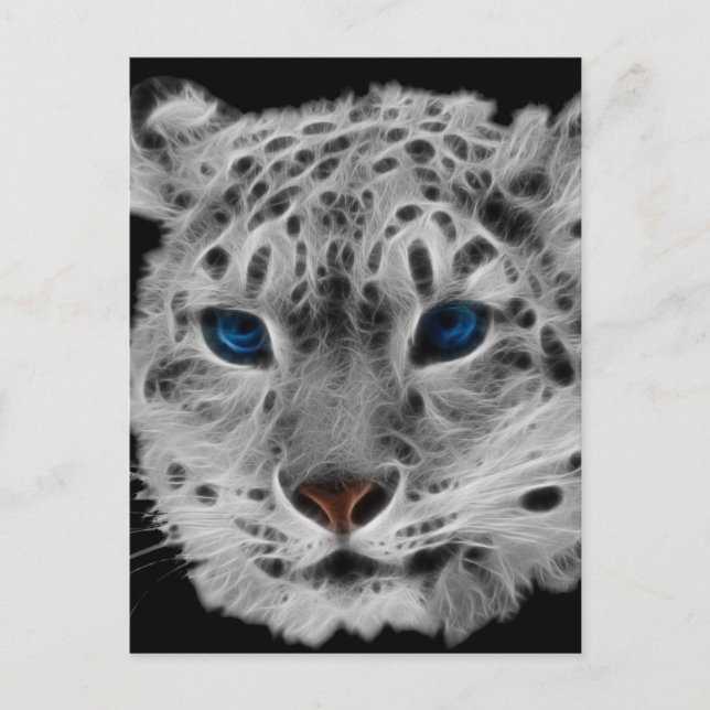 Snö Leopard Fractal Vykort (Framsida)