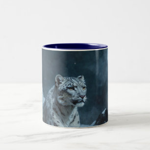 Snö Leopard & Full Moon Två-Tonad Mugg