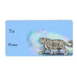 Snö Leopard ~Gift Labels Stickers Fraktsedel
