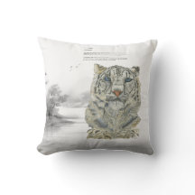 Snö Leopard Hand målad tryckfärg Cushion