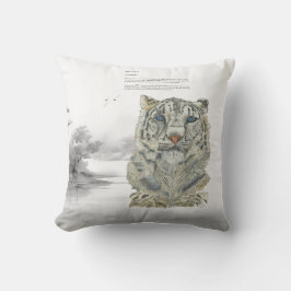 Snö Leopard Hand målad tryckfärg Cushion Kudde