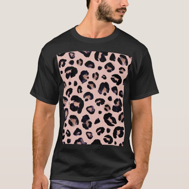 Snö Leopard, Hand plockade Struktur. T Shirt (Framsida)
