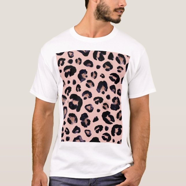 Snö Leopard, Hand plockade Struktur. T Shirt (Framsida)