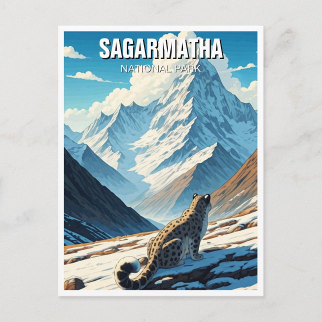 Snö Leopard i Sagarmatha nationalpark Nepal Vykort (Framsida)