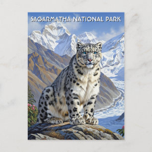 Snö Leopard i Sagarmatha nationalpark Nepal Vykort