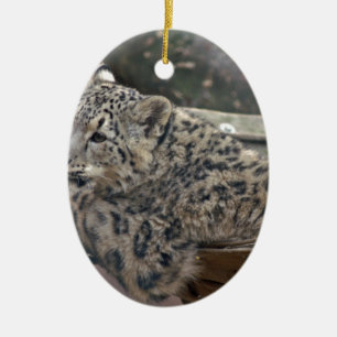Snö Leopard Julgransprydnad Keramik