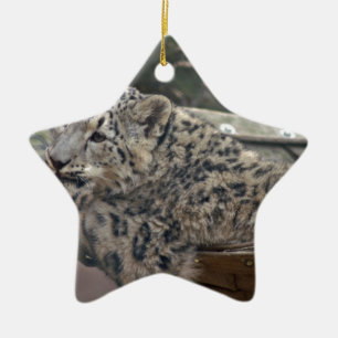 Snö Leopard Julgransprydnad Keramik