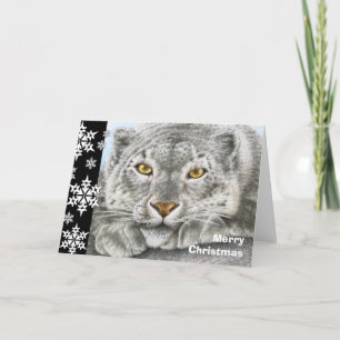 Snö Leopard-julkort Helgkort