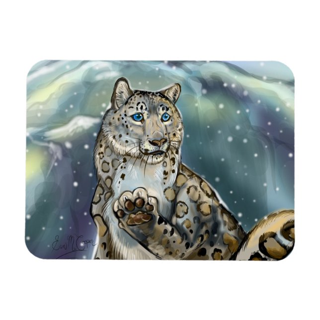 Snö Leopard~ magnet (Horisontell)