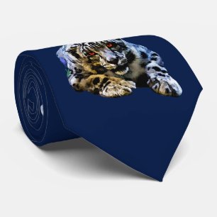 Snö Leopard med Röda Öga Teckning Slips