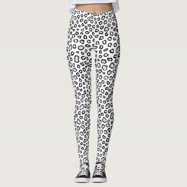 Snö Leopard Mönster Leggings (Framsida)