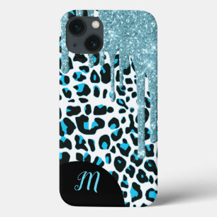 Snö Leopard Mönster med Glitter och Monogram