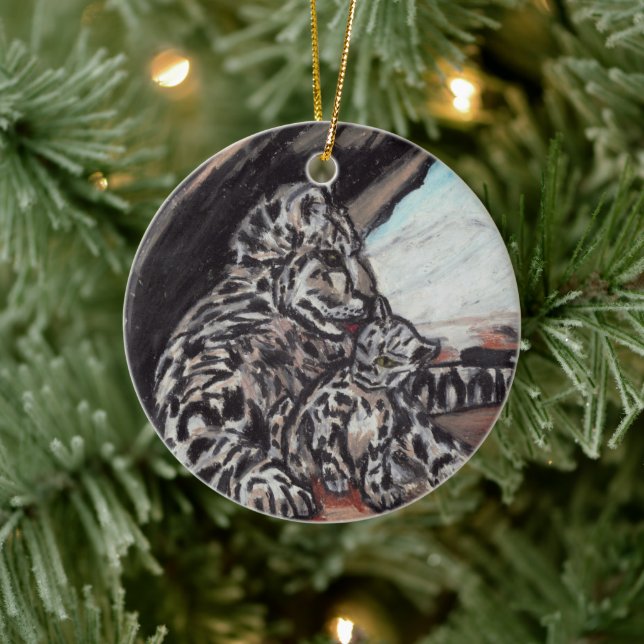 SNÖ LEOPARD MOR OCH UNGE ornament (Träd)