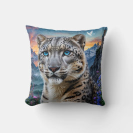 Snö Leopard Mountain Valley Sunset Kudde