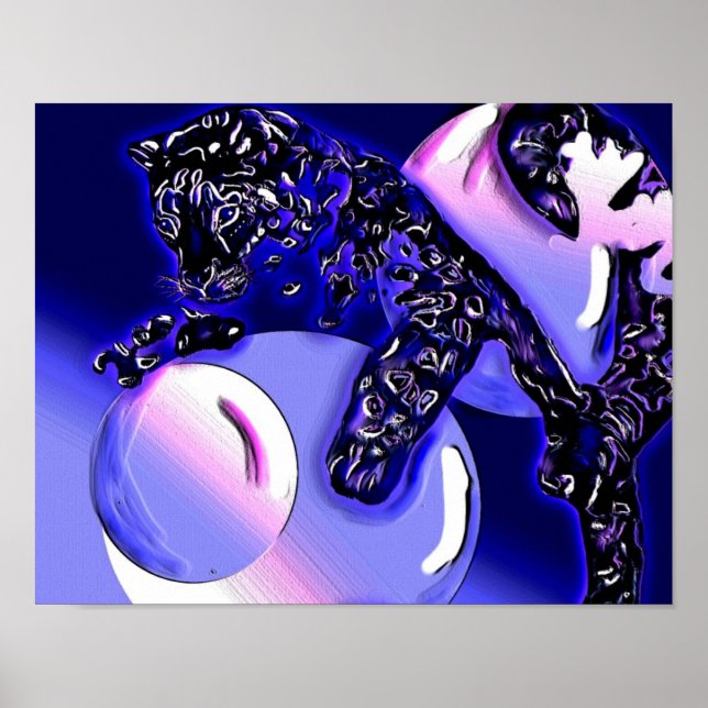 snö leopard och måne poster (Framsidan)