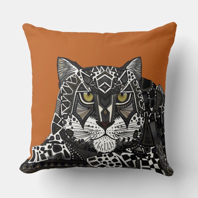 snö leopard orange kudde (Framsida)