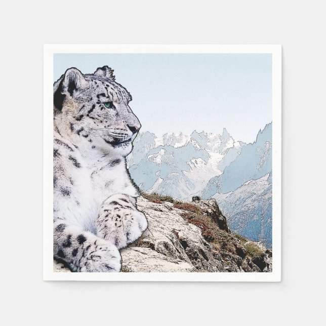 Snö Leopard Pappersservett (Framsidan)