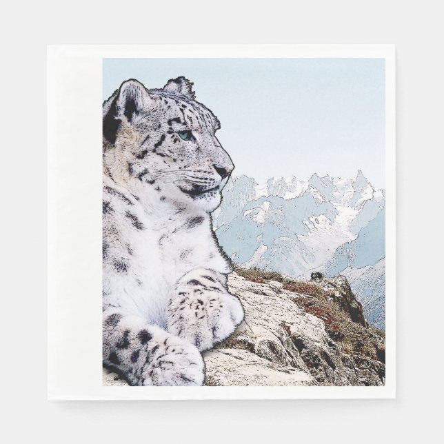Snö Leopard Pappersservett (Framsidan)