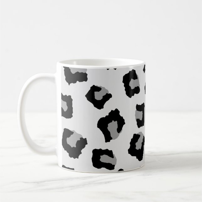 Snö Leopard Seamless Mönster Kaffemugg (Vänster)