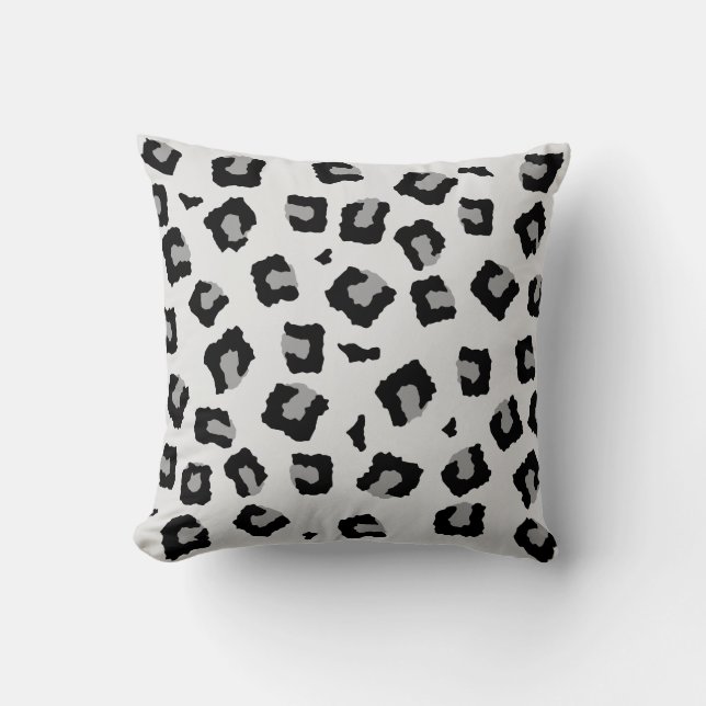 Snö Leopard Seamless Mönster Kudde (Framsida)