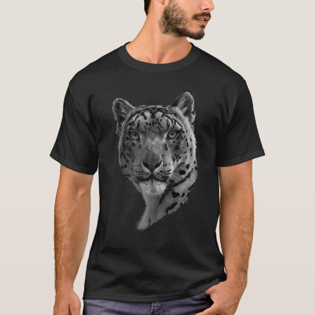 Snö Leopard Snö Leopards Black and White B T Shirt (Framsida)