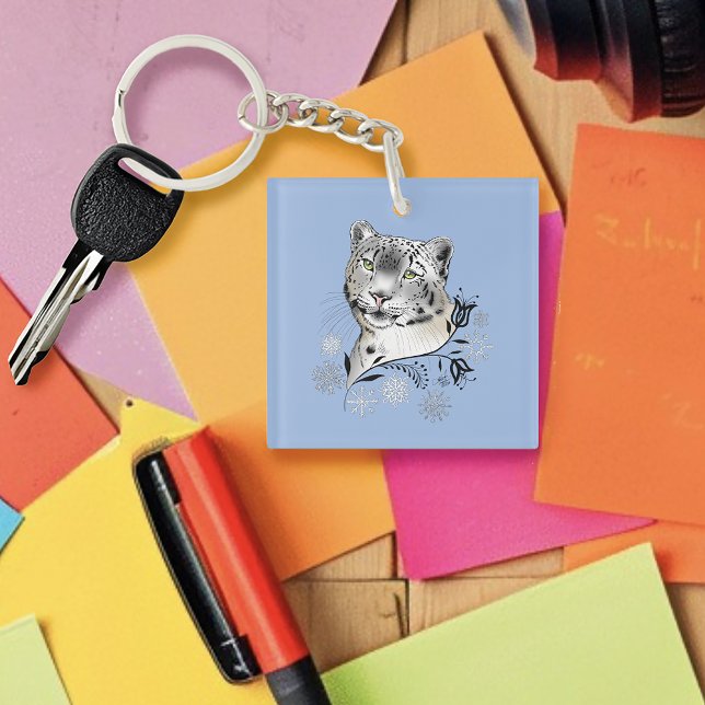 Snö Leopard Snöflingor Blåa blommor (Skapare uppladdad)