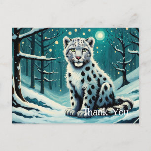 Snö Leopard Snowy Forest Night Vykort