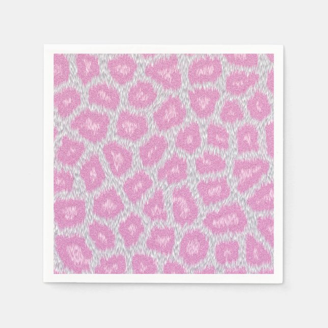 Snö Leopard stil - Silver Rosa Pappersservett (Framsidan)