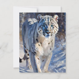 Snö Leopard Study A - Oils Julkort