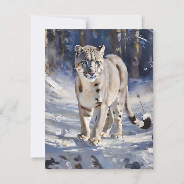 Snö Leopard Study C - Oils Julkort (Framsida)