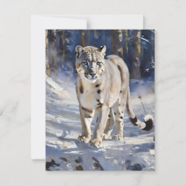 Snö Leopard Study C - Oils Julkort