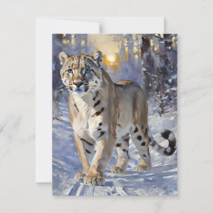 Snö Leopard Study E Julkort