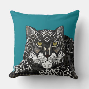snö leopard teal kudde