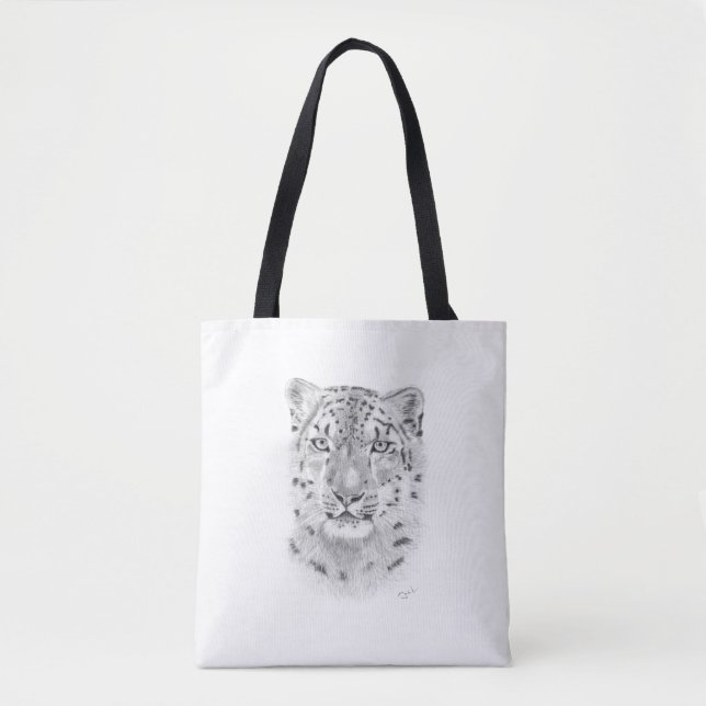 Snö Leopard Tote Bag Tygkasse (Framsida)