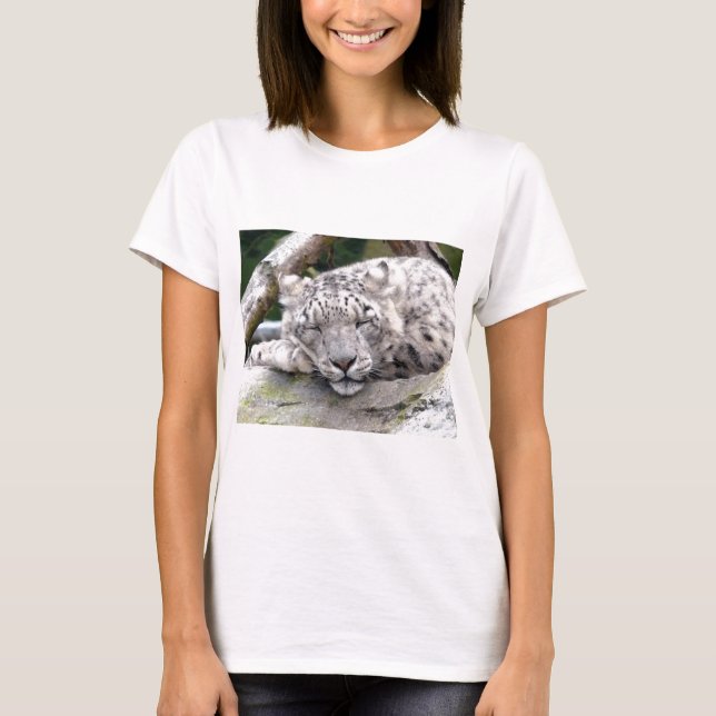 Snö Leopard - vacker! Tee Shirt (Framsida)
