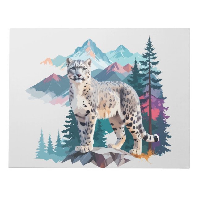 Snö leopard Vector Art Animal in Majestic Anteckningsblock (Framsida)
