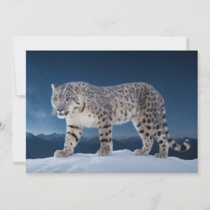 Snö Leopard Vild Majestic Animal A Starry Galaxy Meddelande