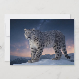 Snö Leopard Vild Majestic Animal A Starry Galaxy Meddelande