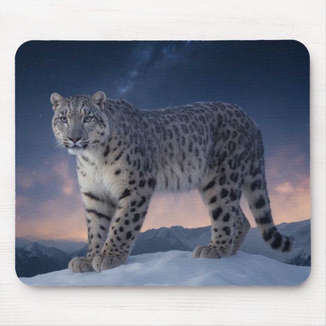 Snö Leopard Vild Majestic Animal A Starry Galaxy Musmatta (Framsidan)