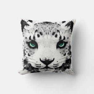 Snö Leopard-Vilden Nature Animal Färg Art Painting Kudde