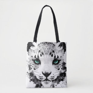 Snö Leopard-Vilden Nature Animal Färg Art Painting Tygkasse