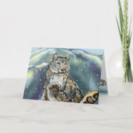 Snö Leopard ~Vinterhälsningskort Helgkort